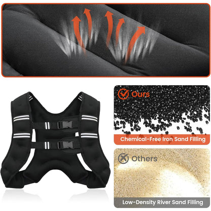 Weighted Vest with Reflective Stripes for Workout Strength Training Running Fitness ,Muscle Building Weight Loss Weightlifting