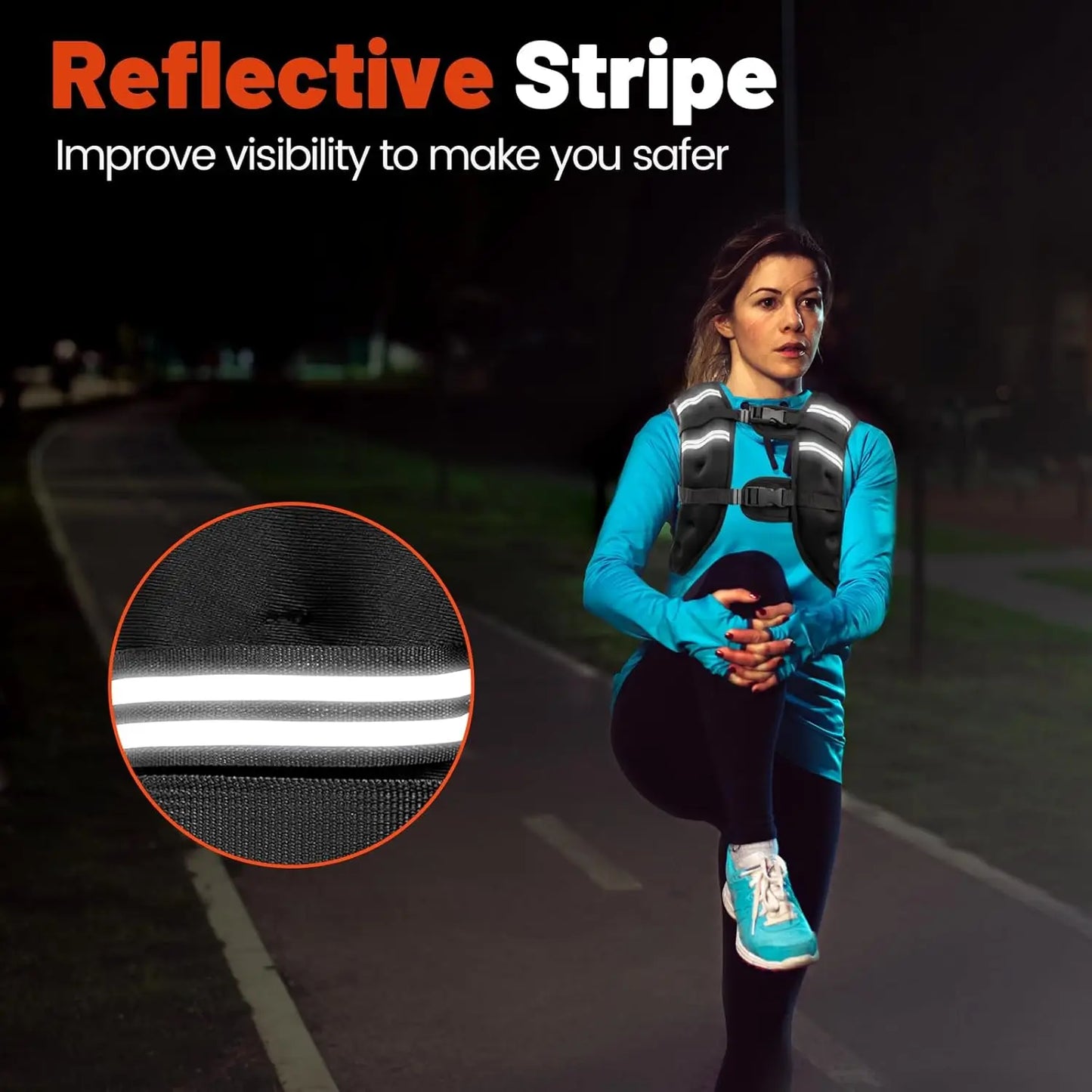 Weighted Vest with Reflective Stripes for Workout Strength Training Running Fitness ,Muscle Building Weight Loss Weightlifting